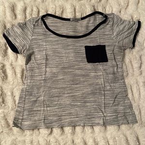Heather grey and blue pocket tee